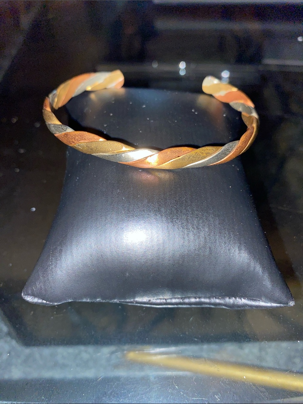Twisted Two-Tone Metal Cuff Bracelet - Copper & Silver Tone